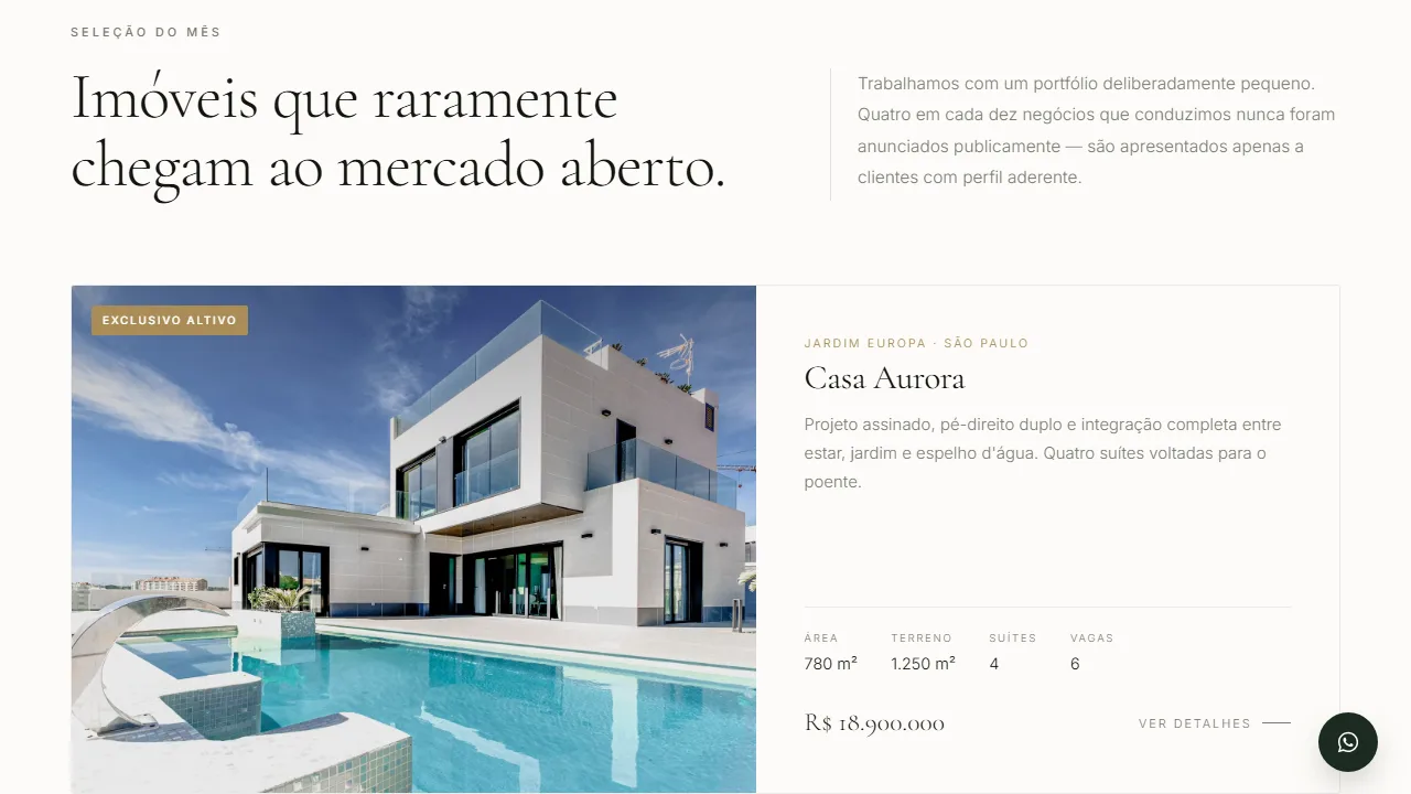 Site de Imóveis de alto padrão gerado pela Valy OS
